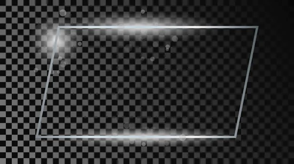 Argent Brillant Cadre Rectangulaire Forme Avec Des Étincelles Isolées Sur — Image vectorielle