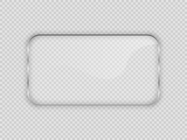 Стеклянная Пластина Округлой Прямоугольной Раме Изолирована Прозрачном Фоне Векторная Иллюстрация — стоковый вектор