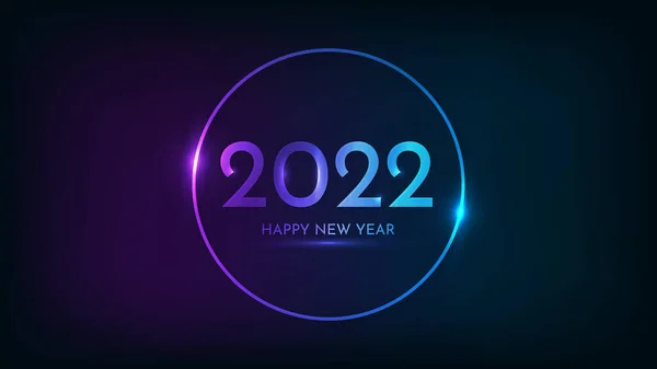 2022 Bonne Année Fond Néon Cadre Rond Néon Aux Effets — Image vectorielle