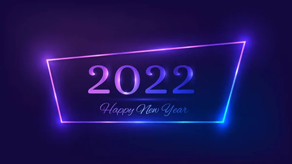2022 Szczęśliwego Nowego Roku Neon Tle Neonowa Ramka Efektami Świecącymi — Wektor stockowy
