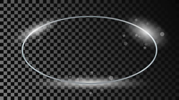 Silber Leuchtende Ovale Form Rahmen Mit Funkeln Isoliert Auf Dunklem — Stockvektor