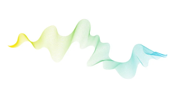 白い背景に緑の波勾配の線で抽象的な背景 現代の技術的背景 波のデザイン ベクターイラスト — ストックベクタ