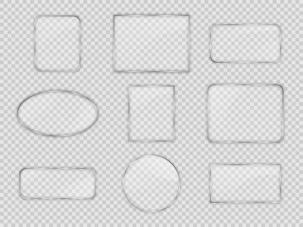 Набір Скляних Плит Різних Геометричних Формах Прозорому Фоні Векторні Ілюстрації — стоковий вектор