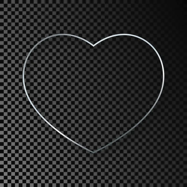 Cadre Forme Coeur Brillant Argenté Avec Ombre Isolée Sur Fond — Image vectorielle