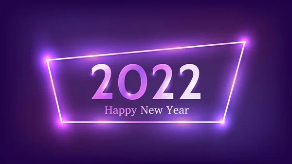 2022年新年背景 圣诞假期贺卡 传单或海报的霓虹灯框架 矢量说明 — 图库矢量图片