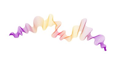 Beyaz zemin üzerinde mor ve turuncu dalga gradyan çizgileri olan soyut arkaplan. Modern teknoloji arka planı, dalga tasarımı. Vektör illüstrasyonu