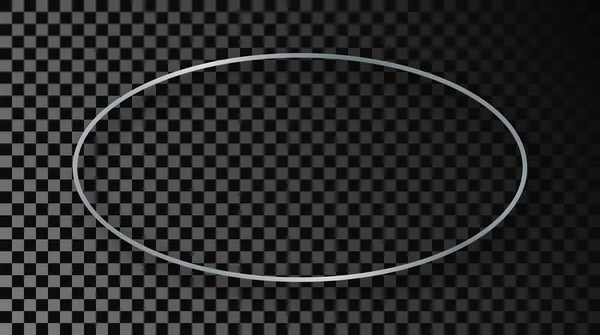 Срібна Сяюча Овальна Рамка Тіні Ізольована Темному Прозорому Фоні Блискуча — стоковий вектор