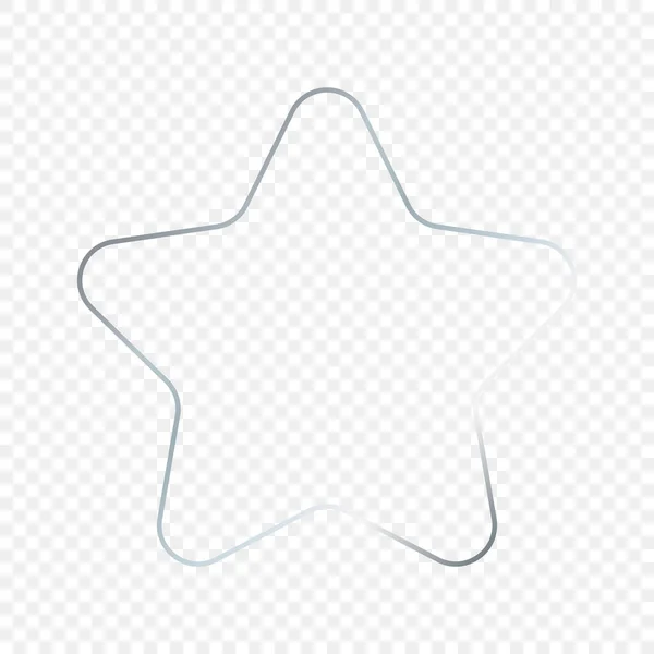 Серебристая Светящаяся Рамка Форме Звезды Изолирована Прозрачном Фоне Блестящая Рамка — стоковый вектор