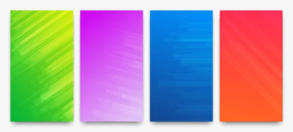 Set Van Vier Moderne Kleurrijke Gradiënt Achtergronden Met Lijnen Heldere — Stockvector