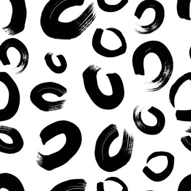 Kusursuz desenli, el çizimi, beyaz zemin üzerine çizilmiş karalama çemberleri. Soyut grunge dokusu. Vektör illüstrasyonu