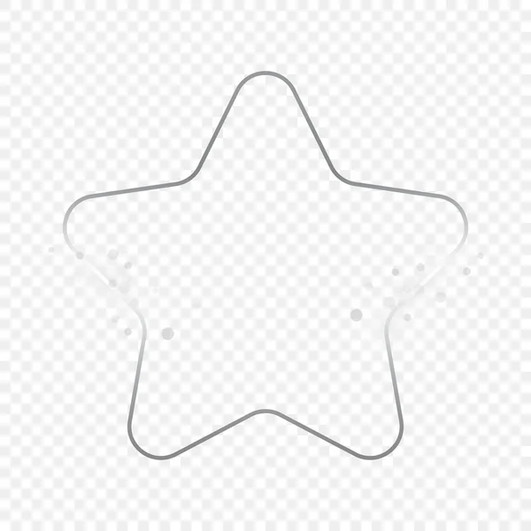 Серебряная Светящаяся Рамка Форме Звезды Блестками Выделенными Прозрачном Фоне Блестящая — стоковый вектор
