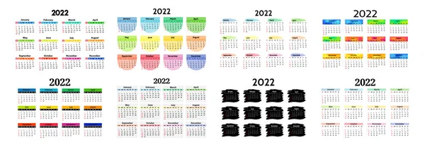 Σύνολο Οκτώ Κάθετων Ημερολογίων Για 2022 Που Απομονώνονται Λευκό Φόντο — Διανυσματικό Αρχείο
