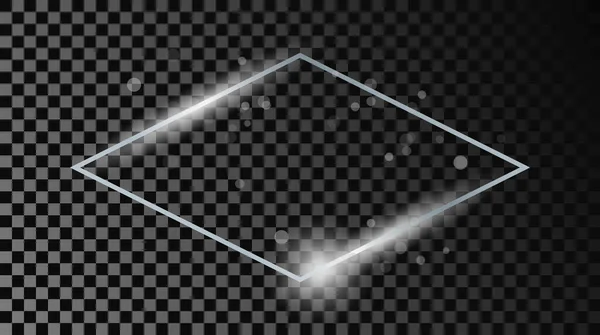 Cadre Forme Losange Argenté Brillant Avec Des Étincelles Isolées Sur — Image vectorielle