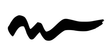 Siyah dalgalı grunge fırça darbesi. Boyalı mürekkep şeridi. Mürekkep lekesi beyaz arkaplanda izole edilmiş. Vektör illüstrasyonu