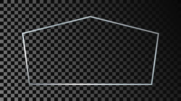 Prata Brilhante Moldura Forma Tetragon Isolado Fundo Transparente Escuro Moldura —  Vetores de Stock