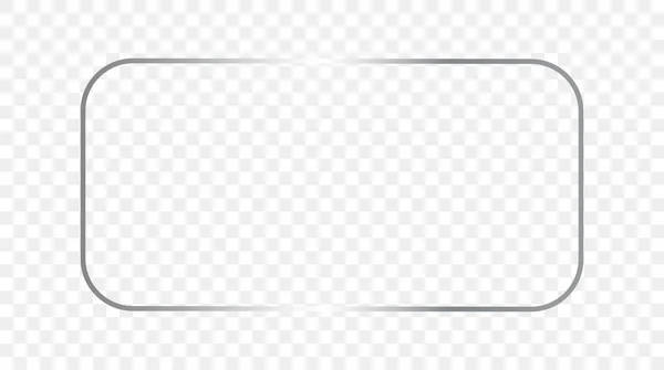 Серебряная Светящаяся Округлая Прямоугольная Рамка Изолирована Прозрачном Фоне Блестящая Рамка — стоковый вектор