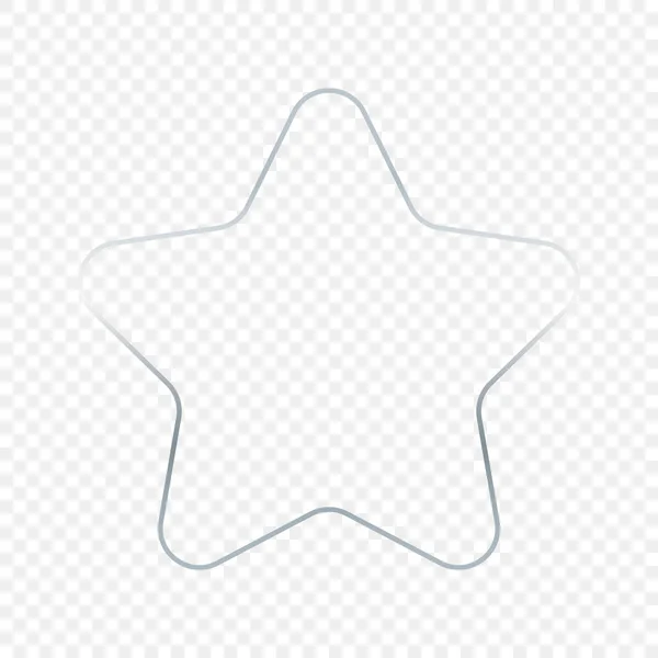 Silver Glödande Rundad Stjärna Form Ram Isolerad Transparent Bakgrund Glänsande — Stock vektor