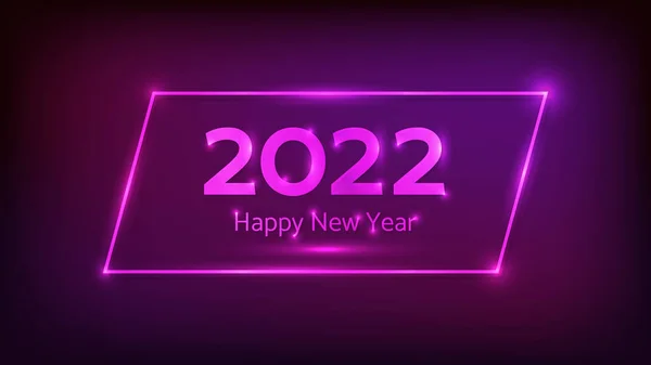 2022 Bonne Année Fond Néon Cadre Rectangulaire Néon Aux Effets — Image vectorielle