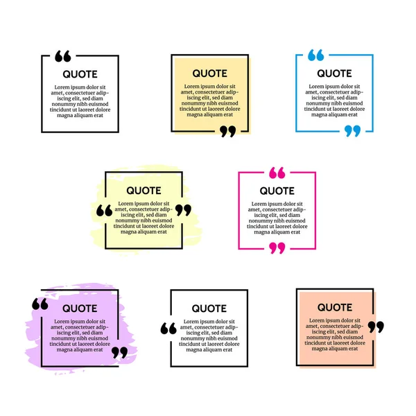 Набір Восьми Квадратних Рамок Цитати Ізольовані Білому Тлі Векторні Ілюстрації — стоковий вектор