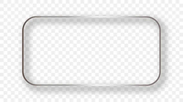 Argent Brillant Cadre Rectangulaire Arrondi Avec Ombre Isolée Sur Fond — Image vectorielle