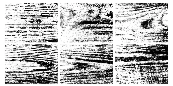 Монохромная Текстура Натурального Дерева Набор Шести Абстрактных Деревянных Поверхностей Накладывается — стоковый вектор