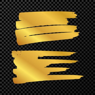 Altın kalemle karala. İki karalama stili çeşitli karalamalar. Koyu şeffaf arka planda altın el tasarım elementleri. Vektör illüstrasyonu