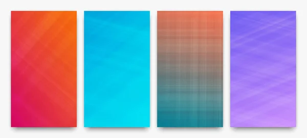 Ensemble Quatre Décors Modernes Dégradé Coloré Avec Des Lignes Fond — Image vectorielle