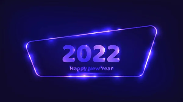2022 Bonne Année Fond Néon Cadre Arrondi Néon Aux Effets — Image vectorielle