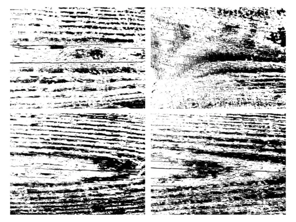 Grunge Texture Monochrome Bois Naturel Ensemble Quatre Décors Abstraits Bois — Image vectorielle