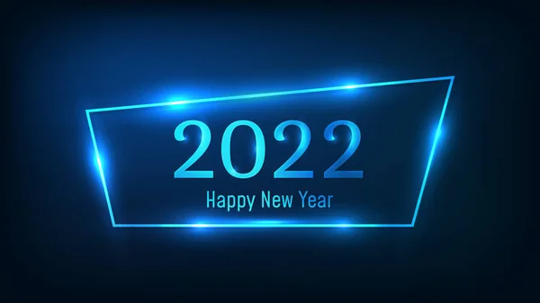 2022 Szczęśliwego Nowego Roku Neon Tle Neonowa Ramka Efektami Świecącymi — Wektor stockowy