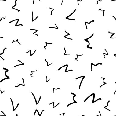 Siyah çizim elli kusursuz desen beyaz arkaplana karalamalı şekil çizmiş. Soyut grunge dokusu. Vektör illüstrasyonu