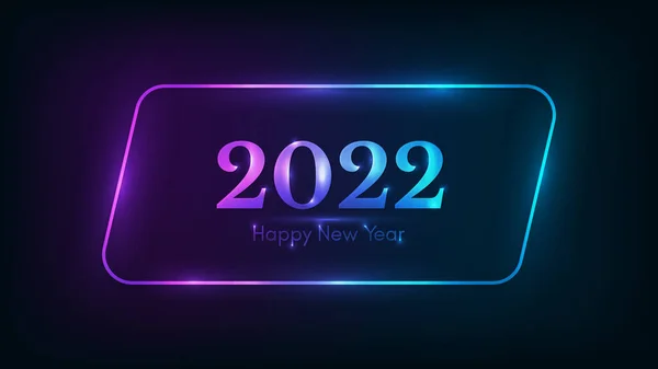 2022 Bonne Année Fond Néon Cadre Parallélogramme Arrondi Néon Avec — Image vectorielle