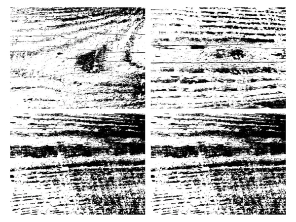 Grunge Texture Monochrome Bois Naturel Ensemble Quatre Décors Abstraits Bois — Image vectorielle
