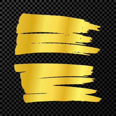 Altın kalemle karala. İki karalama stili çeşitli karalamalar. Koyu şeffaf arka planda altın el tasarım elementleri. Vektör illüstrasyonu