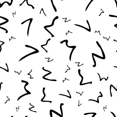 Siyah çizim elli kusursuz desen beyaz arkaplana karalamalı şekil çizmiş. Soyut grunge dokusu. Vektör illüstrasyonu