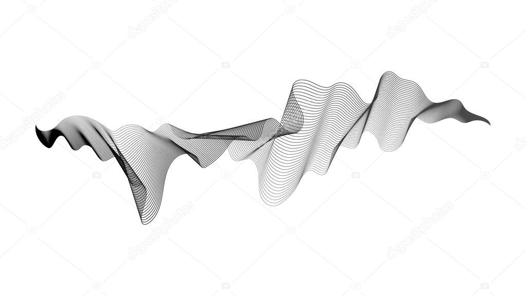 Abstract backdrop with monochrome wave gradient lines on white background. Modern technology background, wave design. Vector illustration