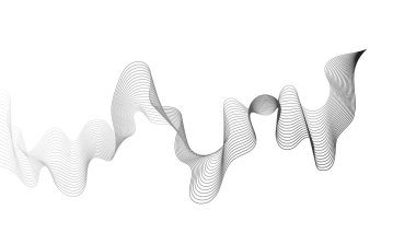 Beyaz zemin üzerinde gri dalga gradyan çizgileri olan soyut arkaplan. Modern teknoloji arka planı, dalga tasarımı. Vektör illüstrasyonu