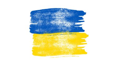 Grunge tarzında Ukrayna ulusal bayrağı. Ukrayna 'nın fırça darbesi bayrağıyla boyanmış. Vektör illüstrasyonu