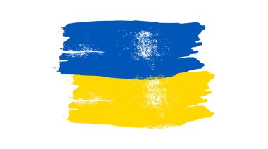 Grunge tarzında Ukrayna ulusal bayrağı. Ukrayna 'nın fırça darbesi bayrağıyla boyanmış. Vektör illüstrasyonu