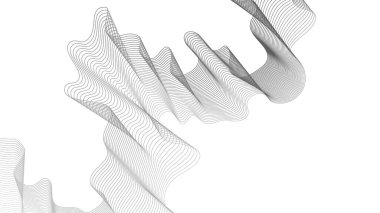 Beyaz zemin üzerinde gri dalga gradyan çizgileri olan soyut arkaplan. Modern teknoloji arka planı, dalga tasarımı. Vektör illüstrasyonu