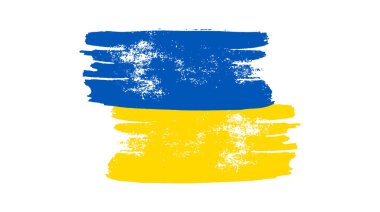 Grunge tarzında Ukrayna ulusal bayrağı. Ukrayna 'nın fırça darbesi bayrağıyla boyanmış. Vektör illüstrasyonu