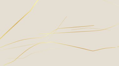 Beyaz arka planda altın sarısı Kintsugi çatlak deseni. Kırık mermere benzeyen altın çatlakların dokusu. Düğün kartları, posterler ve lüks tasarım şablonları için ideal. Vektör illüstrasyonu