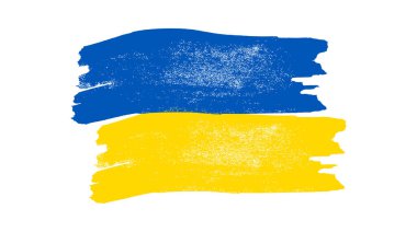 Grunge tarzında Ukrayna ulusal bayrağı. Ukrayna 'nın fırça darbesi bayrağıyla boyanmış. Vektör illüstrasyonu