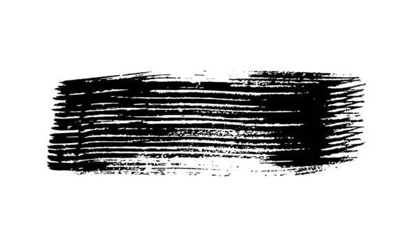 Черный удар кистью. Ручное чернильное пятно на белом фоне. Векторная иллюстрация