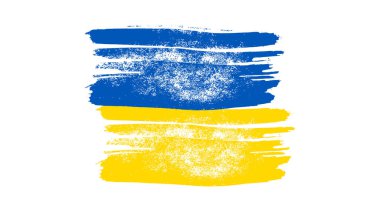 Grunge tarzında Ukrayna ulusal bayrağı. Ukrayna 'nın fırça darbesi bayrağıyla boyanmış. Vektör illüstrasyonu