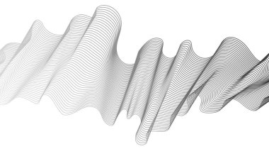 Beyaz zemin üzerinde gri dalga gradyan çizgileri olan soyut arkaplan. Modern teknoloji arka planı, dalga tasarımı. Vektör illüstrasyonu