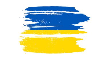 Grunge tarzında Ukrayna ulusal bayrağı. Ukrayna 'nın fırça darbesi bayrağıyla boyanmış. Vektör illüstrasyonu