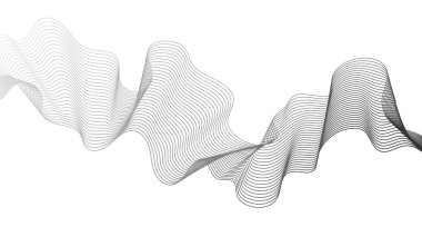Beyaz zemin üzerinde gri dalga gradyan çizgileri olan soyut arkaplan. Modern teknoloji arka planı, dalga tasarımı. Vektör illüstrasyonu