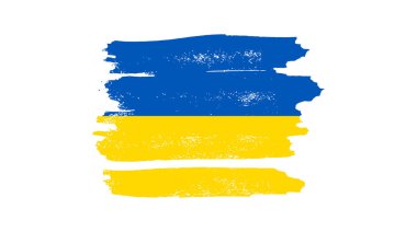 Grunge tarzında Ukrayna ulusal bayrağı. Ukrayna 'nın fırça darbesi bayrağıyla boyanmış. Vektör illüstrasyonu