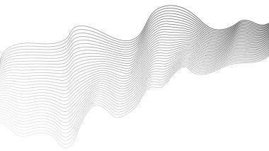 Beyaz zemin üzerinde gri dalga gradyan çizgileri olan soyut arkaplan. Modern teknoloji arka planı, dalga tasarımı. Vektör illüstrasyonu
